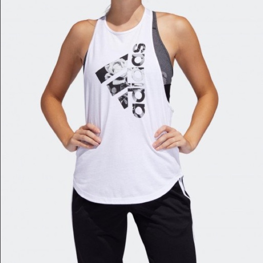 Adidas White Racerback Tank XL